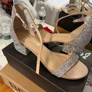 Betsey Johnson Embellished Sandals with Neutral Tones- Mari